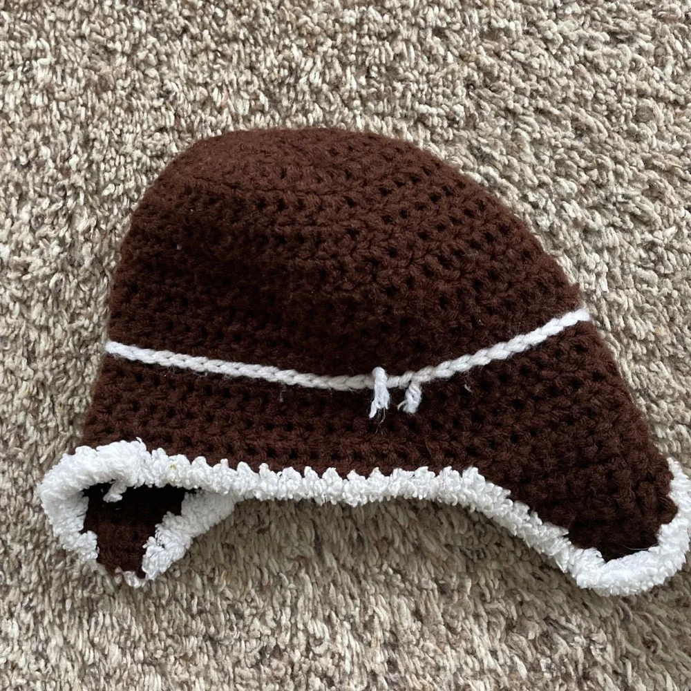 Lot of 4 Handmade Crochet Beanie Hats Knitted Cut Childrens Hat Hand Knitted